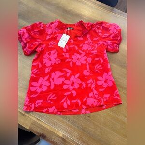 Bright Red & Pink Floral Top